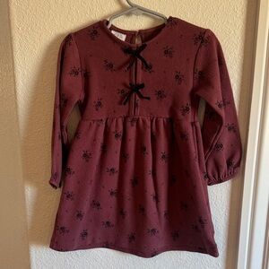 Zara Maroon Kids Dress with Black Accents